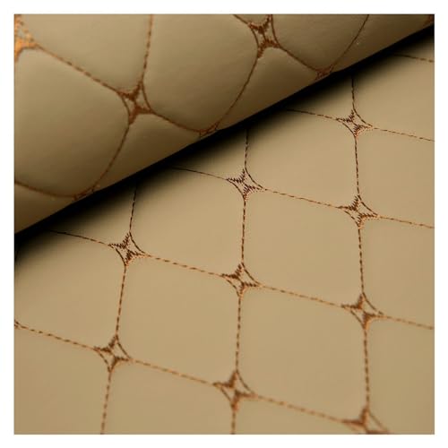 Leder Stoff Leder Stoff,Kunstleder Meterware Bezugsstoff Polsterstoff Lederoptik Kunstleder gesteppt kaschiert für Handwerk DIY nähen 1,4m breit(Beige,1.4x20m) von XXGJOALD