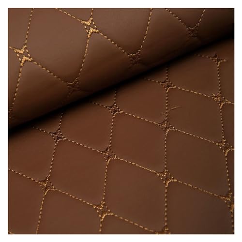 Leder Stoff Leder Stoff,Kunstleder Meterware Bezugsstoff Polsterstoff Lederoptik Kunstleder gesteppt kaschiert für Handwerk DIY nähen 1,4m breit(Brown,1.4X8m) von XXGJOALD