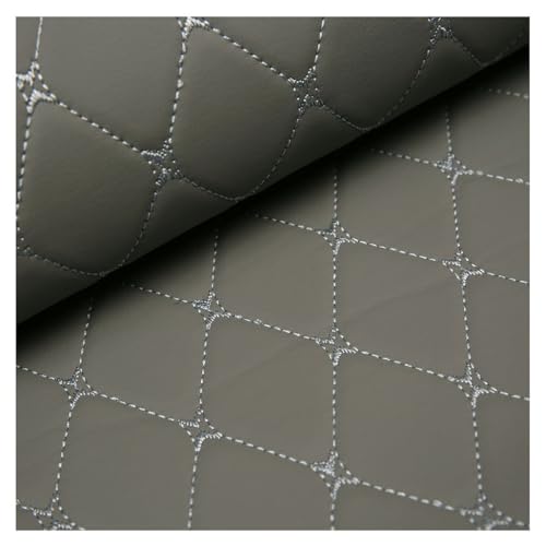 Leder Stoff Leder Stoff,Kunstleder Meterware Bezugsstoff Polsterstoff Lederoptik Kunstleder gesteppt kaschiert für Handwerk DIY nähen 1,4m breit(Gray,1.4X4m) von XXGJOALD