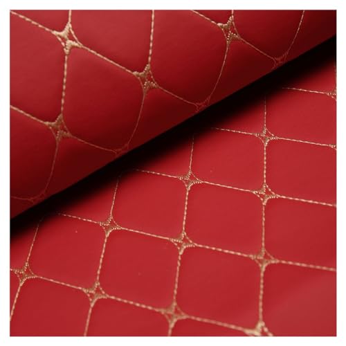 Leder Stoff Leder Stoff,Kunstleder Meterware Bezugsstoff Polsterstoff Lederoptik Kunstleder gesteppt kaschiert für Handwerk DIY nähen 1,4m breit(Red,1.4x20m) von XXGJOALD