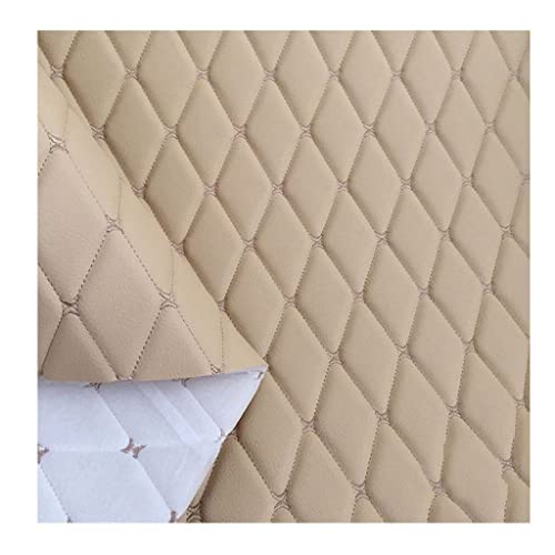 Möbelstoff Premium Bezugsstoff Zum Kunstleder Bestickter Lederstoff Autositzbezug Fahrzeugpolsterstoff Hintergrundwand Dekorationsmaterial(Beige,1.6X6m) von XXGJOALD