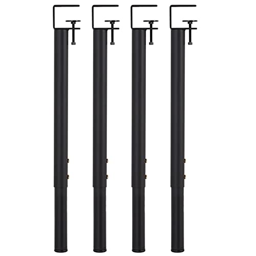 XXHNBF Verstellbare Tischbeine aus Metall mit Klemme, Stützbeine, Design ohne Stanzen for Schutz des Schreibtischs, mit Bodenschonern(Black,4pcs) von XXHNBF