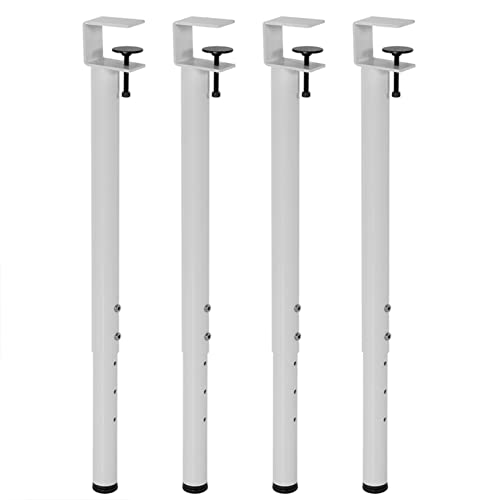 XXHNBF Verstellbare Tischbeine aus Metall mit Klemme, Stützbeine, Design ohne Stanzen for Schutz des Schreibtischs, mit Bodenschonern(White,4pcs) von XXHNBF