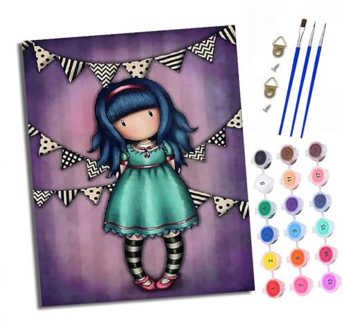 Malen Nach Zahlen Erwachsene - AnfäNger - Knitterfreie Leinwand Blauhaariges Mädchen mit bunten Fahnen Pinsels Und Acrylfarbe - Diy Handgemalt öLgemäLde Kit Als Geschenk 40 X 50cm Malen Nach Zahlen Erwachsene - AnfäNger - Knitterfreie Leinwand Blauhaariges Mädchen mit bunten Fahnen Pinsels Und Acrylfarbe - Diy Handgemalt öLgemäLde Kit Als Geschenk 40 X 50cm von XXHXIE