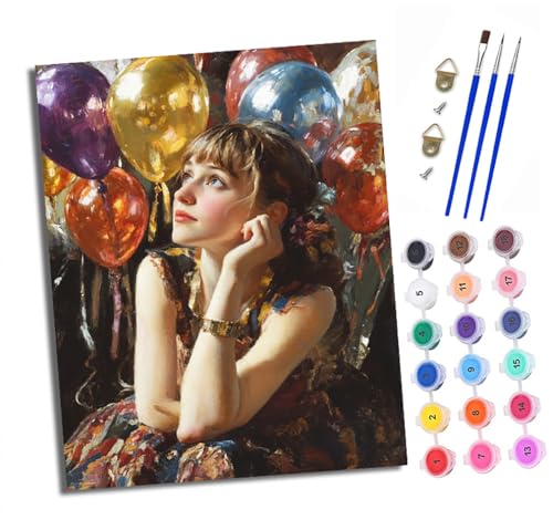 Malen Nach Zahlen Erwachsene - AnfäNger - Knitterfreie Leinwand Buntes Ballonmädchen Pinsels Und Acrylfarbe - Diy öLgemäLde Kit Als Geschenk 40 X 50cm Mit Rahmen Malen Nach Zahlen Erwachsene - AnfäNger - Knitterfreie Leinwand Buntes Ballonmädchen Pinsels Und Acrylfarbe - Diy öLgemäLde Kit Als Geschenk 40 X 50cm Mit Rahmen von XXHXIE