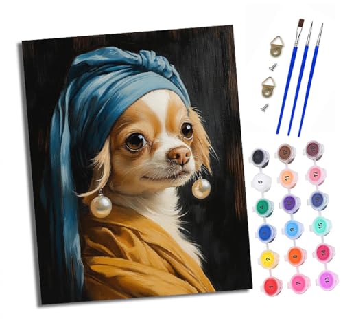Malen Nach Zahlen Erwachsene - AnfäNger - Knitterfreie Leinwand Chihuahua mit Perlen Pinsels Und Acrylfarbe - Diy Handgemalt öLgemäLde Kit Als Geschenk 40 X 50cm Malen Nach Zahlen Erwachsene - AnfäNger - Knitterfreie Leinwand Chihuahua mit Perlen Pinsels Und Acrylfarbe - Diy Handgemalt öLgemäLde Kit Als Geschenk 40 X 50cm von XXHXIE