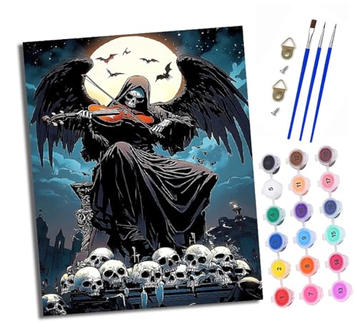 Malen Nach Zahlen Erwachsene - AnfäNger - Knitterfreie Leinwand Der Tod spielt Geige Pinsels Und Acrylfarbe - Diy Handgemalt öLgemäLde Kit Als Geschenk 40 X 50cm Malen Nach Zahlen Erwachsene - AnfäNger - Knitterfreie Leinwand Der Tod spielt Geige Pinsels Und Acrylfarbe - Diy Handgemalt öLgemäLde Kit Als Geschenk 40 X 50cm von XXHXIE
