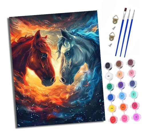 Malen Nach Zahlen Erwachsene - AnfäNger - Knitterfreie Leinwand Duell zweier Pferde Pinsels Und Acrylfarbe - Diy Handgemalt öLgemäLde Kit Als Geschenk 40 X 50cm Malen Nach Zahlen Erwachsene - AnfäNger - Knitterfreie Leinwand Duell zweier Pferde Pinsels Und Acrylfarbe - Diy Handgemalt öLgemäLde Kit Als Geschenk 40 X 50cm von XXHXIE