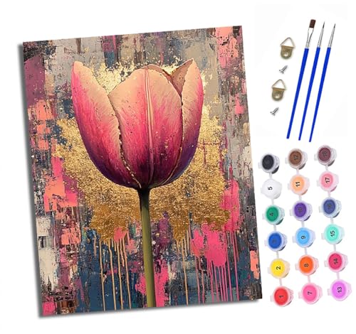 Malen Nach Zahlen Erwachsene - AnfäNger - Knitterfreie Leinwand Fototapete Blumen mit Goldpulver Pinsels Und Acrylfarbe - Diy Handgemalt öLgemäLde Kit Als Geschenk 40 X 50cm Malen Nach Zahlen Erwachsene - AnfäNger - Knitterfreie Leinwand Fototapete Blumen mit Goldpulver Pinsels Und Acrylfarbe - Diy Handgemalt öLgemäLde Kit Als Geschenk 40 X 50cm von XXHXIE