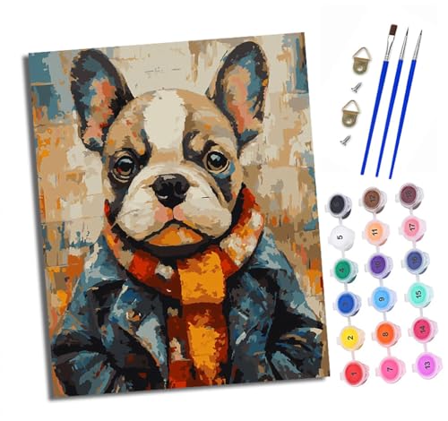 Malen Nach Zahlen Erwachsene - AnfäNger - Knitterfreie Leinwand Französische Bulldogge mit Mantel Pinsels Und Acrylfarbe - Diy Handgemalt öLgemäLde Kit Als Geschenk 40 X 50cm Malen Nach Zahlen Erwachsene - AnfäNger - Knitterfreie Leinwand Französische Bulldogge mit Mantel Pinsels Und Acrylfarbe - Diy Handgemalt öLgemäLde Kit Als Geschenk 40 X 50cm von XXHXIE