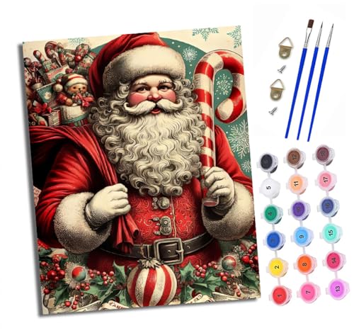 Malen Nach Zahlen Erwachsene - AnfäNger - Knitterfreie Leinwand Freundlicher Weihnachtsmann Pinsels Und Acrylfarbe - Diy Handgemalt öLgemäLde Kit Als Geschenk 40 X 50cm von XXHXIE