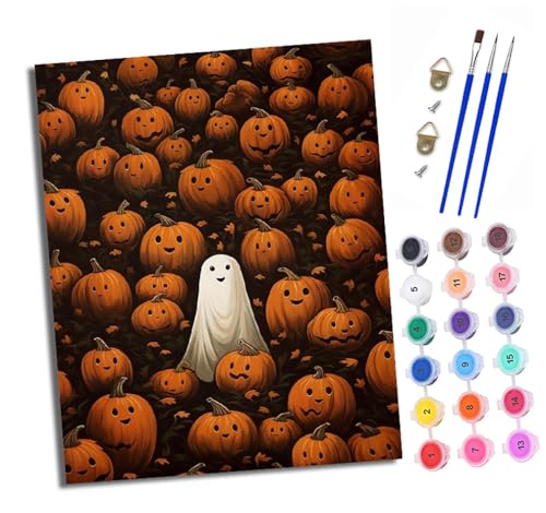 Malen Nach Zahlen Erwachsene - AnfäNger - Knitterfreie Leinwand Geist im Kürbis Pinsels Und Acrylfarbe - Diy Handgemalt öLgemäLde Kit Als Geschenk 40 X 50cm von XXHXIE