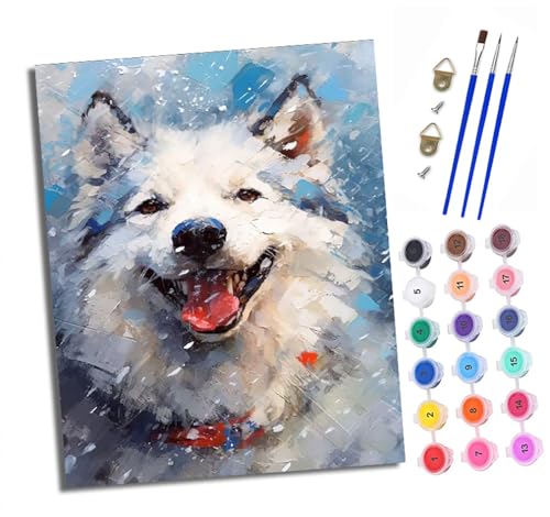Malen Nach Zahlen Erwachsene - AnfäNger - Knitterfreie Leinwand Glücklicher Alaskan Malamute Pinsels Und Acrylfarbe - Diy Handgemalt öLgemäLde Kit Als Geschenk 40 X 50cm Malen Nach Zahlen Erwachsene - AnfäNger - Knitterfreie Leinwand Glücklicher Alaskan Malamute Pinsels Und Acrylfarbe - Diy Handgemalt öLgemäLde Kit Als Geschenk 40 X 50cm von XXHXIE