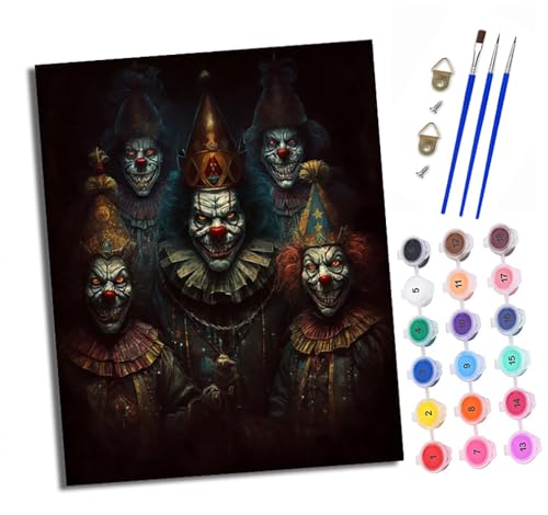Malen Nach Zahlen Erwachsene - AnfäNger - Knitterfreie Leinwand Gruppenbild von gruseligen Clowns Pinsels Und Acrylfarbe - Diy Handgemalt öLgemäLde Kit Als Geschenk 40 X 50cm Malen Nach Zahlen Erwachsene - AnfäNger - Knitterfreie Leinwand Gruppenbild von gruseligen Clowns Pinsels Und Acrylfarbe - Diy Handgemalt öLgemäLde Kit Als Geschenk 40 X 50cm von XXHXIE