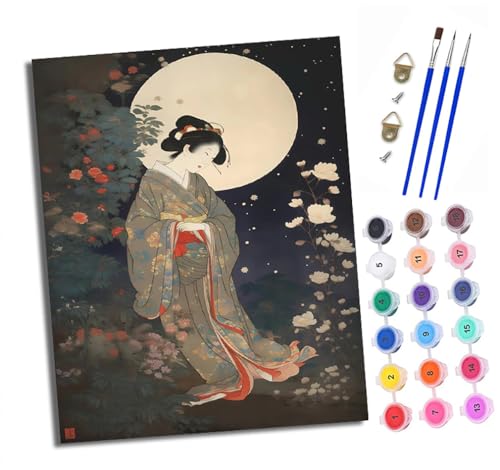 Malen Nach Zahlen Erwachsene - AnfäNger - Knitterfreie Leinwand Japanisches Kimono-Mädchen Pinsels Und Acrylfarbe - Diy öLgemäLde Kit Als Geschenk 40 X 50cm Mit Rahmen Malen Nach Zahlen Erwachsene - AnfäNger - Knitterfreie Leinwand Japanisches Kimono-Mädchen Pinsels Und Acrylfarbe - Diy öLgemäLde Kit Als Geschenk 40 X 50cm Mit Rahmen von XXHXIE