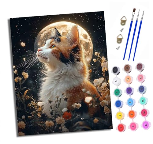 Malen Nach Zahlen Erwachsene - AnfäNger - Knitterfreie Leinwand Mondscheinkatze Pinsels Und Acrylfarbe - Diy öLgemäLde Kit Als Geschenk 40 X 50cm Mit Rahmen Malen Nach Zahlen Erwachsene - AnfäNger - Knitterfreie Leinwand Mondscheinkatze Pinsels Und Acrylfarbe - Diy öLgemäLde Kit Als Geschenk 40 X 50cm Mit Rahmen von XXHXIE