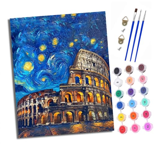 Malen Nach Zahlen Erwachsene - AnfäNger - Knitterfreie Leinwand Moonlight Bend-Gebäude Pinsels Und Acrylfarbe - Diy Handgemalt öLgemäLde Kit Als Geschenk 40 X 50cm Malen Nach Zahlen Erwachsene - AnfäNger - Knitterfreie Leinwand Moonlight Bend-Gebäude Pinsels Und Acrylfarbe - Diy Handgemalt öLgemäLde Kit Als Geschenk 40 X 50cm von XXHXIE