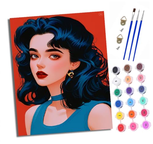 Malen Nach Zahlen Erwachsene - AnfäNger - Knitterfreie Leinwand Retro-Comic-Mädchen Pinsels Und Acrylfarbe - Diy Handgemalt öLgemäLde Kit Als Geschenk 40 X 50cm von XXHXIE