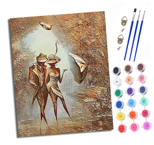 Malen Nach Zahlen Erwachsene - AnfäNger - Knitterfreie Leinwand Retro-Paar beim Spaziergang Pinsels Und Acrylfarbe - Diy öLgemäLde Kit Als Geschenk 40 X 50cm Mit Rahmen Malen Nach Zahlen Erwachsene - AnfäNger - Knitterfreie Leinwand Retro-Paar beim Spaziergang Pinsels Und Acrylfarbe - Diy öLgemäLde Kit Als Geschenk 40 X 50cm Mit Rahmen von XXHXIE