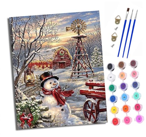 Malen Nach Zahlen Erwachsene - AnfäNger - Knitterfreie Leinwand Schneemann im Schnee Pinsels Und Acrylfarbe - Diy Handgemalt öLgemäLde Kit Als Geschenk 40 X 50cm Malen Nach Zahlen Erwachsene - AnfäNger - Knitterfreie Leinwand Schneemann im Schnee Pinsels Und Acrylfarbe - Diy Handgemalt öLgemäLde Kit Als Geschenk 40 X 50cm von XXHXIE