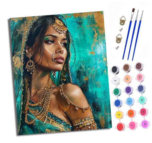 Malen Nach Zahlen Erwachsene - AnfäNger - Knitterfreie Leinwand Schönes indisches Mädchen Pinsels Und Acrylfarbe - Diy Handgemalt öLgemäLde Kit Als Geschenk 40 X 50cm Malen Nach Zahlen Erwachsene - AnfäNger - Knitterfreie Leinwand Schönes indisches Mädchen Pinsels Und Acrylfarbe - Diy Handgemalt öLgemäLde Kit Als Geschenk 40 X 50cm von XXHXIE