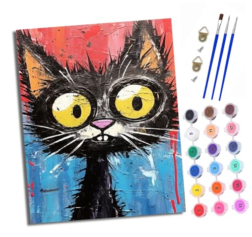 Malen Nach Zahlen Erwachsene - AnfäNger - Knitterfreie Leinwand Schwarze Katze mit großen Augen Pinsels Und Acrylfarbe - Diy Handgemalt öLgemäLde Kit Als Geschenk 40 X 50cm Malen Nach Zahlen Erwachsene - AnfäNger - Knitterfreie Leinwand Schwarze Katze mit großen Augen Pinsels Und Acrylfarbe - Diy Handgemalt öLgemäLde Kit Als Geschenk 40 X 50cm von XXHXIE