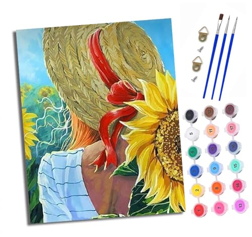 Malen Nach Zahlen Erwachsene - AnfäNger - Knitterfreie Leinwand Sonnenblumenfeld Hintergrund Pinsels Und Acrylfarbe - Diy Handgemalt öLgemäLde Kit Als Geschenk 40 X 50cm Malen Nach Zahlen Erwachsene - AnfäNger - Knitterfreie Leinwand Sonnenblumenfeld Hintergrund Pinsels Und Acrylfarbe - Diy Handgemalt öLgemäLde Kit Als Geschenk 40 X 50cm von XXHXIE