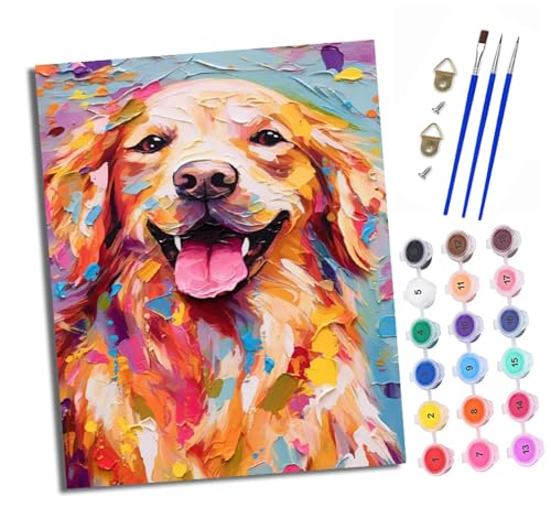 Malen Nach Zahlen Erwachsene - AnfäNger - Knitterfreie Leinwand Süßer Golden Retriever Pinsels Und Acrylfarbe - Diy Handgemalt öLgemäLde Kit Als Geschenk 40 X 50cm Malen Nach Zahlen Erwachsene - AnfäNger - Knitterfreie Leinwand Süßer Golden Retriever Pinsels Und Acrylfarbe - Diy Handgemalt öLgemäLde Kit Als Geschenk 40 X 50cm von XXHXIE