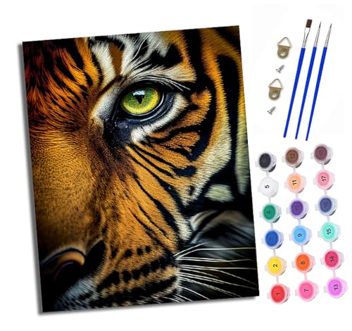 Malen Nach Zahlen Erwachsene - AnfäNger - Knitterfreie Leinwand Tigerauge Nahaufnahme Pinsels Und Acrylfarbe - Diy öLgemäLde Kit Als Geschenk 40 X 50cm Mit Rahmen Malen Nach Zahlen Erwachsene - AnfäNger - Knitterfreie Leinwand Tigerauge Nahaufnahme Pinsels Und Acrylfarbe - Diy öLgemäLde Kit Als Geschenk 40 X 50cm Mit Rahmen von XXHXIE