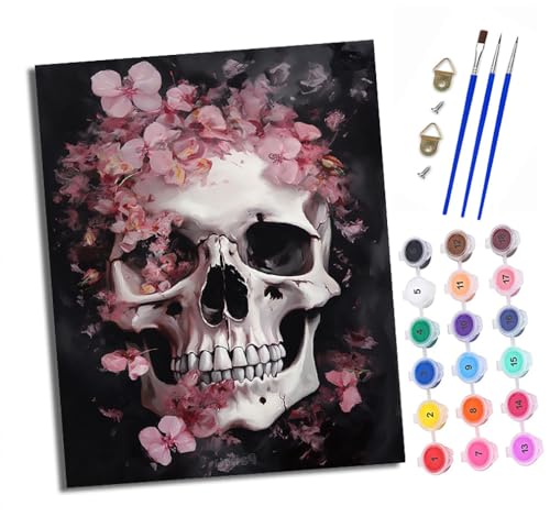 Malen Nach Zahlen Erwachsene - AnfäNger - Knitterfreie Leinwand Totenkopfblumen Pinsels Und Acrylfarbe - Diy Handgemalt öLgemäLde Kit Als Geschenk 40 X 50cm Malen Nach Zahlen Erwachsene - AnfäNger - Knitterfreie Leinwand Totenkopfblumen Pinsels Und Acrylfarbe - Diy Handgemalt öLgemäLde Kit Als Geschenk 40 X 50cm von XXHXIE