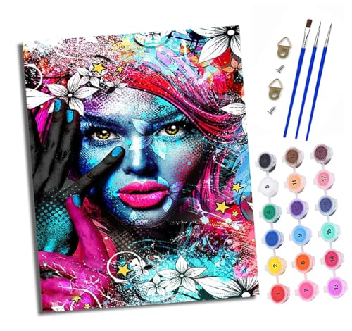Malen Nach Zahlen Erwachsene - AnfäNger - Knitterfreie Leinwand Trendige Kunstporträts Pinsels Und Acrylfarbe - Diy Handgemalt öLgemäLde Kit Als Geschenk 40 X 50cm von XXHXIE