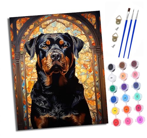 Malen Nach Zahlen Erwachsene - AnfäNger - Knitterfreie Leinwand Treuer Rottweiler Pinsels Und Acrylfarbe - Diy Handgemalt öLgemäLde Kit Als Geschenk 40 X 50cm Malen Nach Zahlen Erwachsene - AnfäNger - Knitterfreie Leinwand Treuer Rottweiler Pinsels Und Acrylfarbe - Diy Handgemalt öLgemäLde Kit Als Geschenk 40 X 50cm von XXHXIE