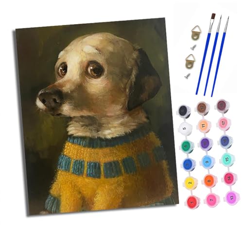 Malen Nach Zahlen Erwachsene - AnfäNger - Knitterfreie Leinwand Welpe im Pullover Pinsels Und Acrylfarbe - Diy Handgemalt öLgemäLde Kit Als Geschenk 40 X 50cm Malen Nach Zahlen Erwachsene - AnfäNger - Knitterfreie Leinwand Welpe im Pullover Pinsels Und Acrylfarbe - Diy Handgemalt öLgemäLde Kit Als Geschenk 40 X 50cm von XXHXIE