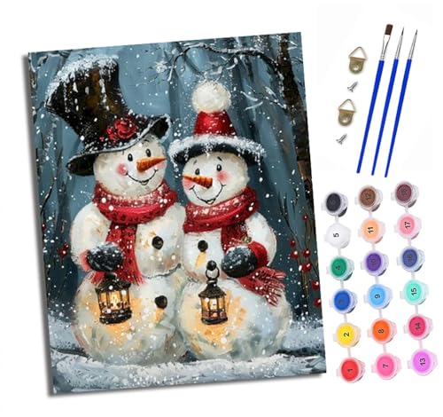 Malen Nach Zahlen Erwachsene - AnfäNger - Knitterfreie Leinwand Winterpaar Schneemann Pinsels Und Acrylfarbe - Diy Handgemalt öLgemäLde Kit Als Geschenk 40 X 50cm Malen Nach Zahlen Erwachsene - AnfäNger - Knitterfreie Leinwand Winterpaar Schneemann Pinsels Und Acrylfarbe - Diy Handgemalt öLgemäLde Kit Als Geschenk 40 X 50cm von XXHXIE