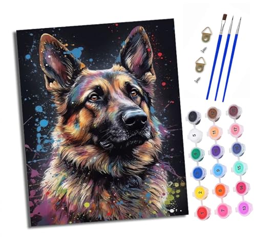 Malen Nach Zahlen Erwachsene-DIY Handgemalt Ölgemälde KitDeutscher Schäferhund Farbtintenfleck für Anfänger Mit 3-Pinseln und Acrylfarbe Handgemalt öLgemäLde Kit Als Geschenk 40x50cm (Rahmenlos) Malen Nach Zahlen Erwachsene-DIY Handgemalt Ölgemälde KitDeutscher Schäferhund Farbtintenfleck für Anfänger Mit 3-Pinseln und Acrylfarbe Handgemalt öLgemäLde Kit Als Geschenk 40x50cm (Rahmenlos) von XXHXIE