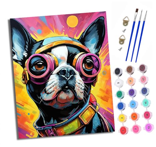 Malen Nach Zahlen Erwachsene-DIY Handgemalt Ölgemälde KitFranzösische Bulldogge mit farbigen Augen für Anfänger Mit 3-Pinseln und Acrylfarbe Handgemalt öLgemäLde Kit Als Geschenk 40x50cm (Mit Rahmen) Malen Nach Zahlen Erwachsene-DIY Handgemalt Ölgemälde KitFranzösische Bulldogge mit farbigen Augen für Anfänger Mit 3-Pinseln und Acrylfarbe Handgemalt öLgemäLde Kit Als Geschenk 40x50cm (Mit Rahmen) von XXHXIE