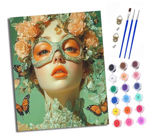 Malen nach Zahlen DIY Handgemalt Ölgemälde Set für Anfänger und Jugendliche Blumen und Schmetterlinge Maskierter Mann Pinsel und Acrylfarbe Mit Rahmen ideal als Geschenk oder zur Heimdekoration Malen nach Zahlen DIY Handgemalt Ölgemälde Set für Anfänger und Jugendliche Blumen und Schmetterlinge Maskierter Mann Pinsel und Acrylfarbe Mit Rahmen ideal als Geschenk oder zur Heimdekoration von XXHXIE