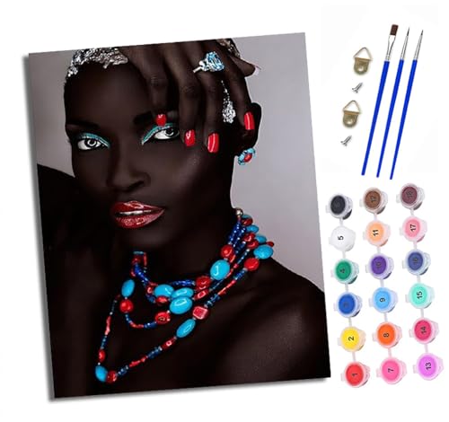Malen nach Zahlen DIY Handgemalt Ölgemälde Set für Anfänger und Jugendliche Dekoriertes afrikanisches Mädchen Pinsel und Acrylfarbe 40x50 cm Mit Rahmen ideal als Geschenk oder zur Heimdekoration Malen nach Zahlen DIY Handgemalt Ölgemälde Set für Anfänger und Jugendliche Dekoriertes afrikanisches Mädchen Pinsel und Acrylfarbe 40x50 cm Mit Rahmen ideal als Geschenk oder zur Heimdekoration von XXHXIE