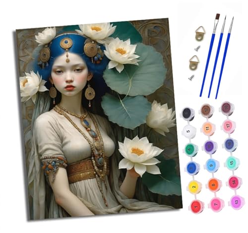 Malen nach Zahlen Erwachsene Blauhaariges Lotusmädchen DIY Handgemalt Ölgemälde Kit Paint by Numbers Adult Mit 3 - Pinseln und Acrylfarbe knitterfreie leinwand Kit - 40 X 50 CM Malen nach Zahlen Erwachsene Blauhaariges Lotusmädchen DIY Handgemalt Ölgemälde Kit Paint by Numbers Adult Mit 3 - Pinseln und Acrylfarbe knitterfreie leinwand Kit - 40 X 50 CM von XXHXIE