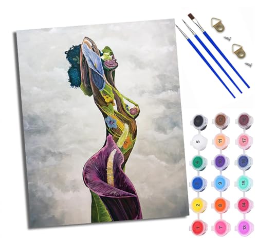Malen nach Zahlen Erwachsene Blume Schmetterling Fee DIY Handgemalt Ölgemälde Kit Paint by Numbers Adult Mit 3 - Pinseln und Acrylfarbe Knitterfreie Leinwand set - 40 X 50 CM von XXHXIE
