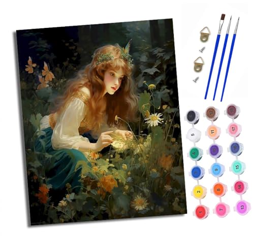 Malen nach Zahlen Erwachsene Blumenfee im Wald DIY Handgemalt Ölgemälde Kit Paint by Numbers Adult Mit 3 - Pinseln und Acrylfarbe knitterfreie leinwand Kit - 40 X 50 CM Malen nach Zahlen Erwachsene Blumenfee im Wald DIY Handgemalt Ölgemälde Kit Paint by Numbers Adult Mit 3 - Pinseln und Acrylfarbe knitterfreie leinwand Kit - 40 X 50 CM von XXHXIE