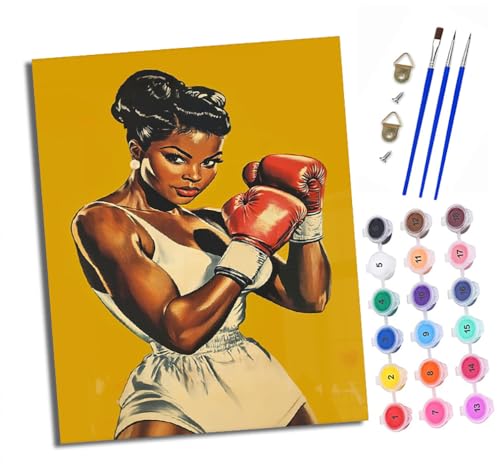 Malen nach Zahlen Erwachsene Boxer afrikanisches Mädchen DIY Handgemalt Ölgemälde Kit Paint by Numbers Adult Mit 3 - Pinseln und Acrylfarbe knitterfreie leinwand Kit - 40 X 50 CM Malen nach Zahlen Erwachsene Boxer afrikanisches Mädchen DIY Handgemalt Ölgemälde Kit Paint by Numbers Adult Mit 3 - Pinseln und Acrylfarbe knitterfreie leinwand Kit - 40 X 50 CM von XXHXIE