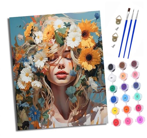 Malen nach Zahlen Erwachsene Bunte Blumenschönheit DIY Handgemalt Ölgemälde Kit Mit 3 - Pinseln und Acrylfarbe Knitterfreie Leinwand set - 40 X 50 CM Mit Rahmen Malen nach Zahlen Erwachsene Bunte Blumenschönheit DIY Handgemalt Ölgemälde Kit Mit 3 - Pinseln und Acrylfarbe Knitterfreie Leinwand set - 40 X 50 CM Mit Rahmen von XXHXIE