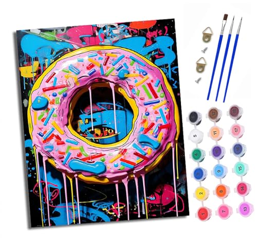 Malen nach Zahlen Erwachsene Bunte Donuts DIY Handgemalt Ölgemälde Kit Mit 3 - Pinseln und Acrylfarbe knitterfreie leinwand Kit - 40 X 50 CM Mit Rahmen Malen nach Zahlen Erwachsene Bunte Donuts DIY Handgemalt Ölgemälde Kit Mit 3 - Pinseln und Acrylfarbe knitterfreie leinwand Kit - 40 X 50 CM Mit Rahmen von XXHXIE