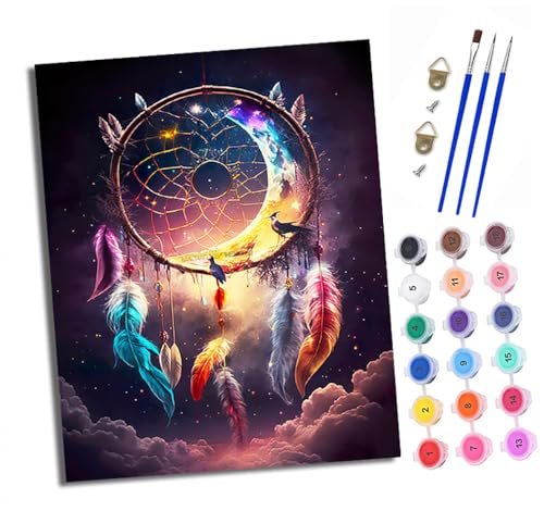 Malen nach Zahlen Erwachsene Bunte Traumfänger-Fantasie DIY Handgemalt Ölgemälde Kit Mit 3 - Pinseln und Acrylfarbe knitterfreie leinwand Kit - 40 X 50 CM Mit Rahmen Malen nach Zahlen Erwachsene Bunte Traumfänger-Fantasie DIY Handgemalt Ölgemälde Kit Mit 3 - Pinseln und Acrylfarbe knitterfreie leinwand Kit - 40 X 50 CM Mit Rahmen von XXHXIE
