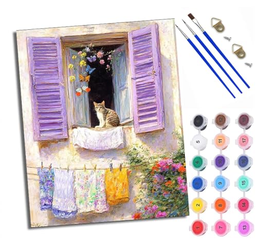 Malen nach Zahlen Erwachsene Bunter Hintergrund Meerschweinchen DIY Handgemalt Ölgemälde Kit Paint by Numbers Adult Mit 3 - Pinseln und Acrylfarbe Knitterfreie Leinwand set - 40 X 50 CM von XXHXIE