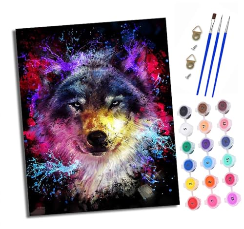 Malen nach Zahlen Erwachsene Buntes Wolfskopfgemälde DIY Handgemalt Ölgemälde Kit Paint by Numbers Adult Mit 3 - Pinseln und Acrylfarbe Knitterfreie Leinwand set - 40 X 50 CM Malen nach Zahlen Erwachsene Buntes Wolfskopfgemälde DIY Handgemalt Ölgemälde Kit Paint by Numbers Adult Mit 3 - Pinseln und Acrylfarbe Knitterfreie Leinwand set - 40 X 50 CM von XXHXIE