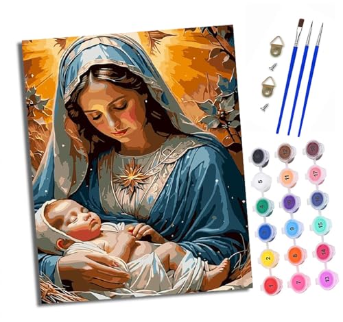 Malen nach Zahlen Erwachsene Die Herrlichkeit der Mutterliebe DIY Handgemalt Ölgemälde Kit Mit 3 - Pinseln und Acrylfarbe Knitterfreie Leinwand set - 40 X 50 CM Mit Rahmen von XXHXIE
