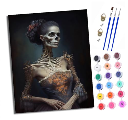 Malen nach Zahlen Erwachsene Elegante Skelettfrau DIY Handgemalt Ölgemälde Kit Paint by Numbers Adult Mit 3 - Pinseln und Acrylfarbe knitterfreie leinwand Kit - 40 X 50 CM Malen nach Zahlen Erwachsene Elegante Skelettfrau DIY Handgemalt Ölgemälde Kit Paint by Numbers Adult Mit 3 - Pinseln und Acrylfarbe knitterfreie leinwand Kit - 40 X 50 CM von XXHXIE