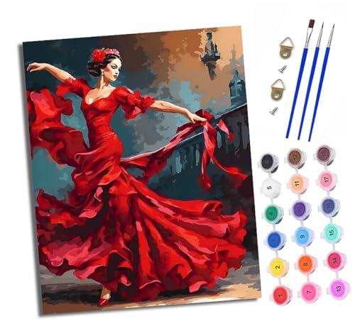 Malen nach Zahlen Erwachsene Flamenco-Tänzerin DIY Handgemalt Ölgemälde Kit Paint by Numbers Adult Mit 3 - Pinseln und Acrylfarbe Knitterfreie Leinwand set - 40 X 50 CM Malen nach Zahlen Erwachsene Flamenco-Tänzerin DIY Handgemalt Ölgemälde Kit Paint by Numbers Adult Mit 3 - Pinseln und Acrylfarbe Knitterfreie Leinwand set - 40 X 50 CM von XXHXIE